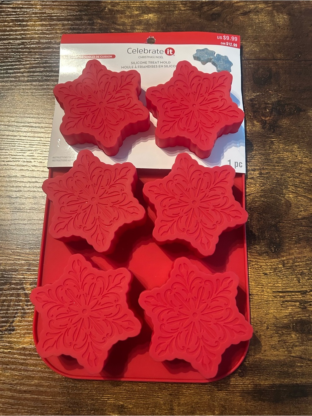 Celebrate It Red Snowflake Silicone Treat Tray - 6 Cavities